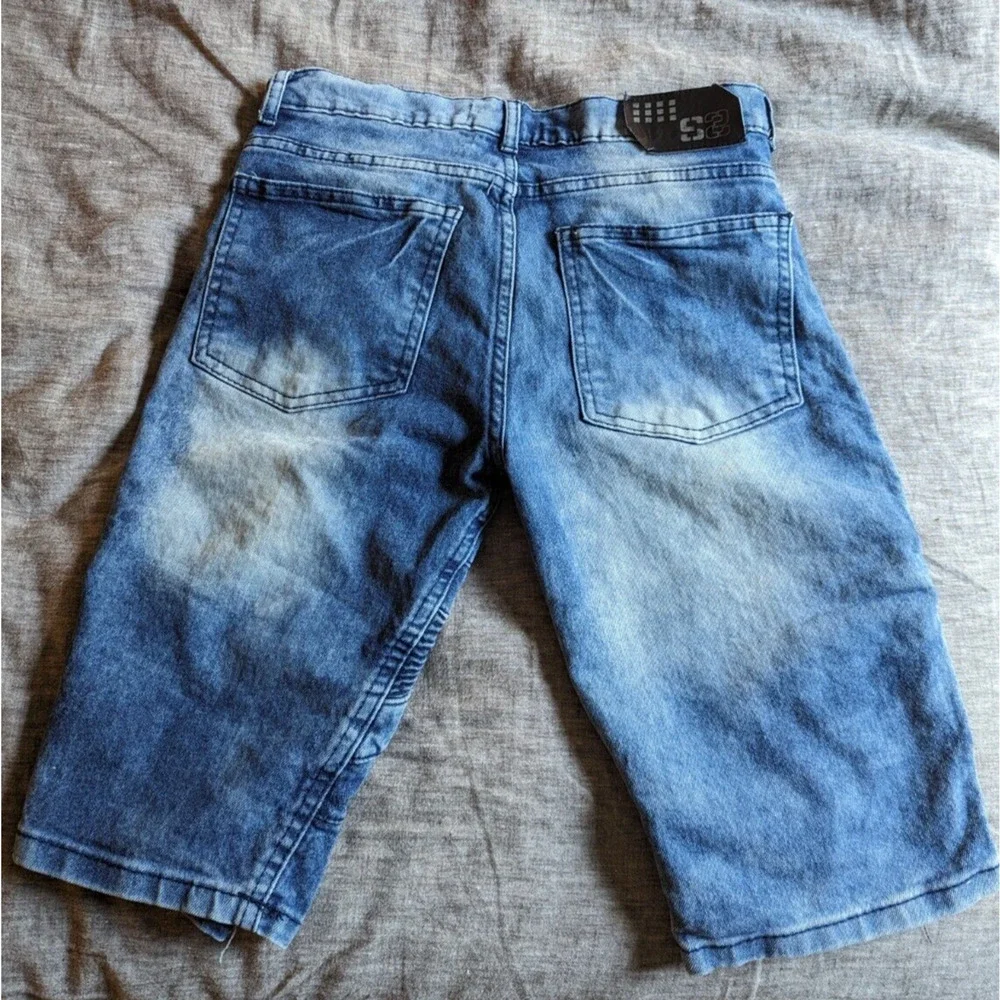 Sacred Crown Black Premium Jean Shorts Distressed Boys Size 14